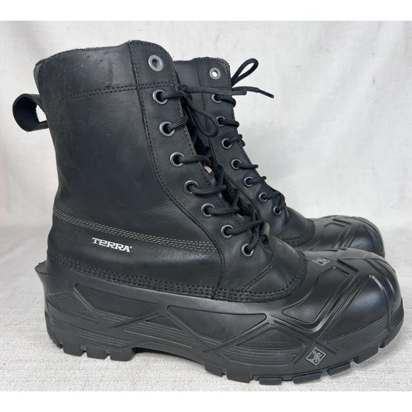 TERRA Black Winter Work Boots Steel Toe Men's Size 13 3M